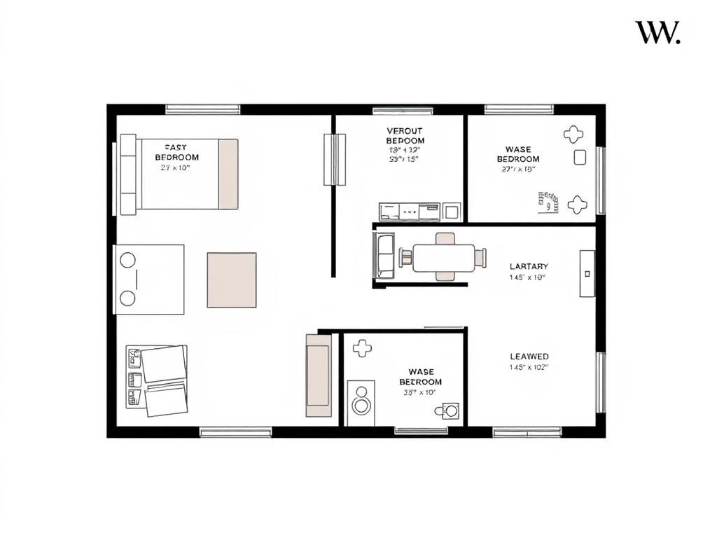 1-Bedroom + Study floor plan at W Residences Singapore - Marina View 1-Bedroom + Study floor plan at W Residences Singapore - Marina View