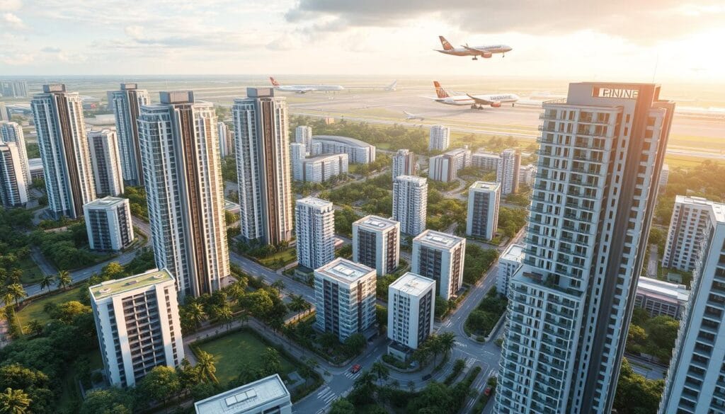 Future vision of Singapore property developments near airports showing investment opportunities Future vision of Singapore property developments near airports showing investment opportunities