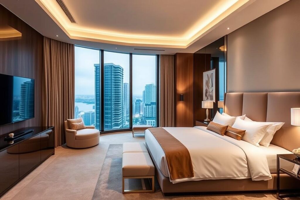 Luxurious master bedroom in W Residences Singapore - Marina View showflat Luxurious master bedroom in W Residences Singapore - Marina View showflat