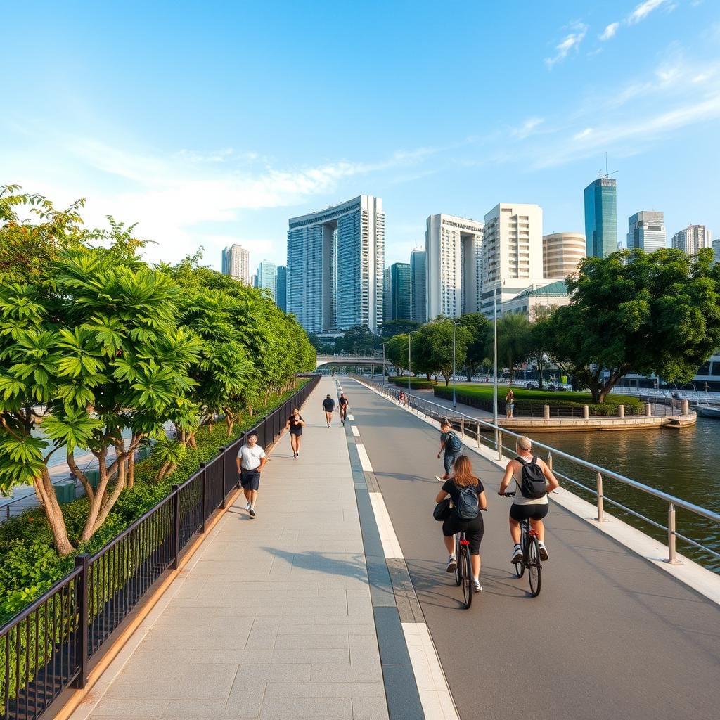Singapore River promenade near Promenade Peak Singapore River promenade near Promenade Peak